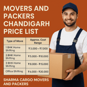 Movers and Packers Chandigarh Price List