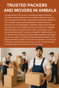 Trusted Packers and Movers in Ambala