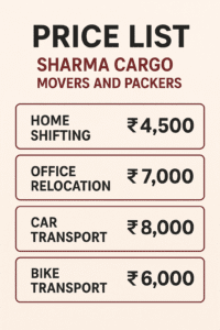 top 5 packers and movers in Bangalore Price list